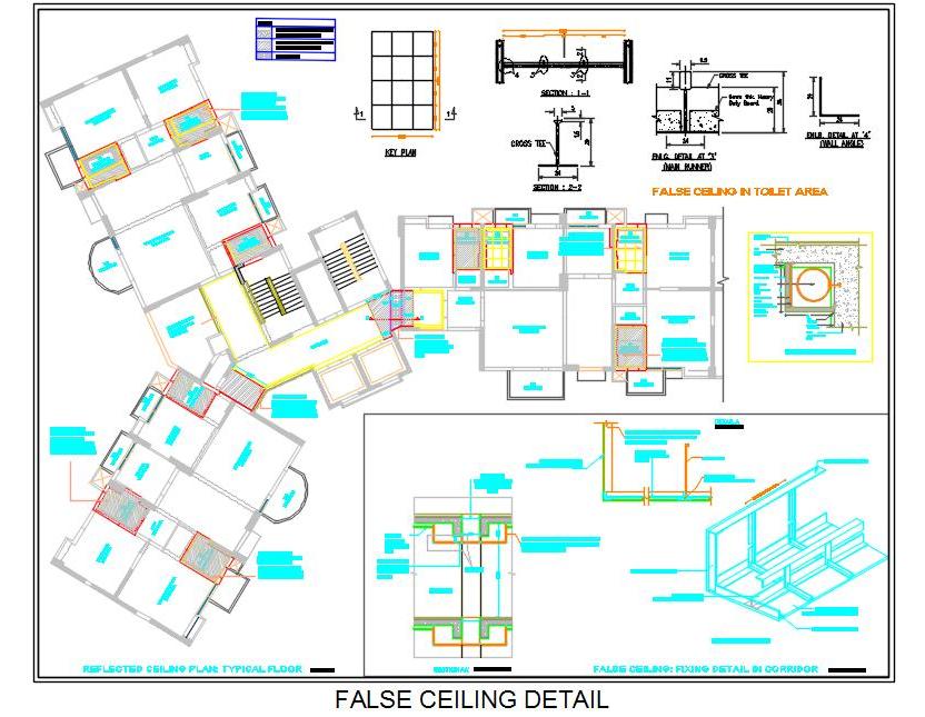 Grid Ceiling Design CAD- Installation & Isometric Views